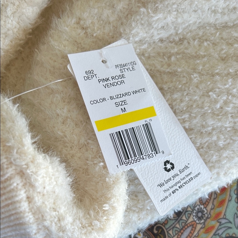 Pink Rose Cream Textured Zip-Up Cardigan - Picture 7 of 8
